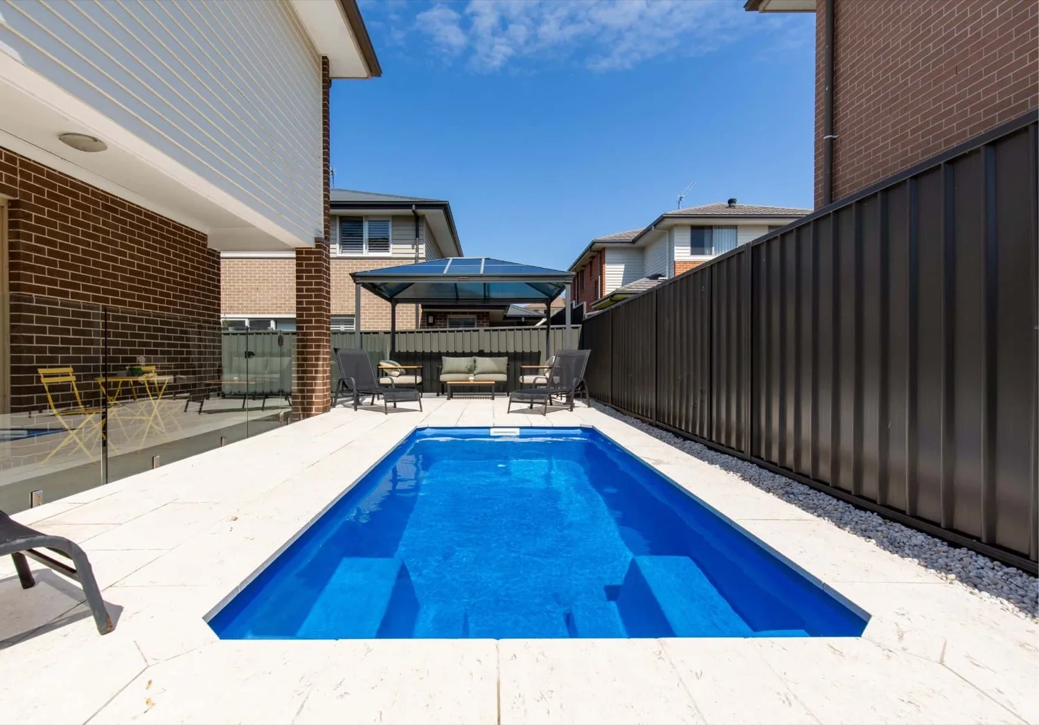 A fibreglass pool in Crystal Sapphire
