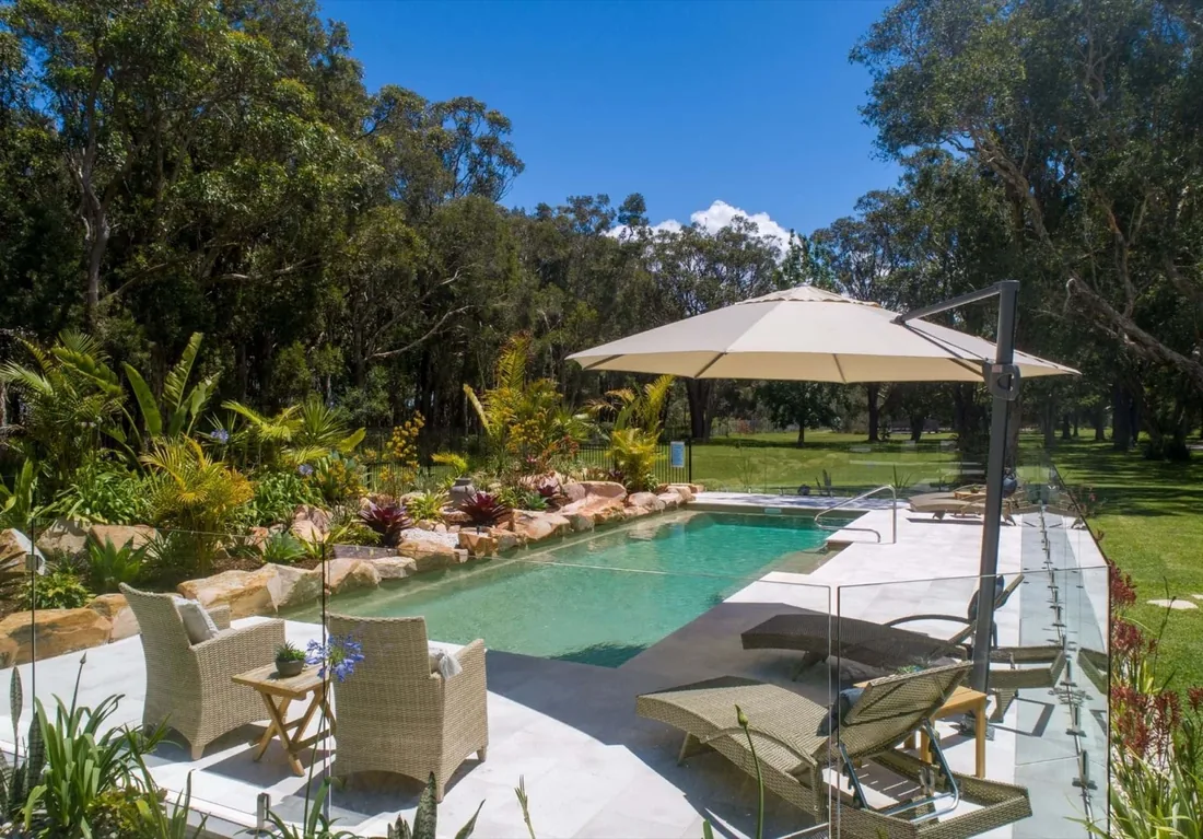 A Cosmo 11 fibreglass pool in Beach Sand
