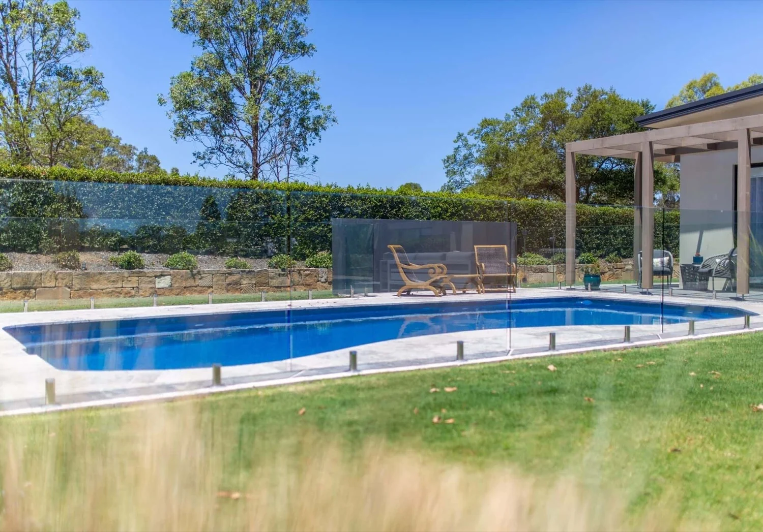 A Belmont fibreglass pool in Ocean Blue