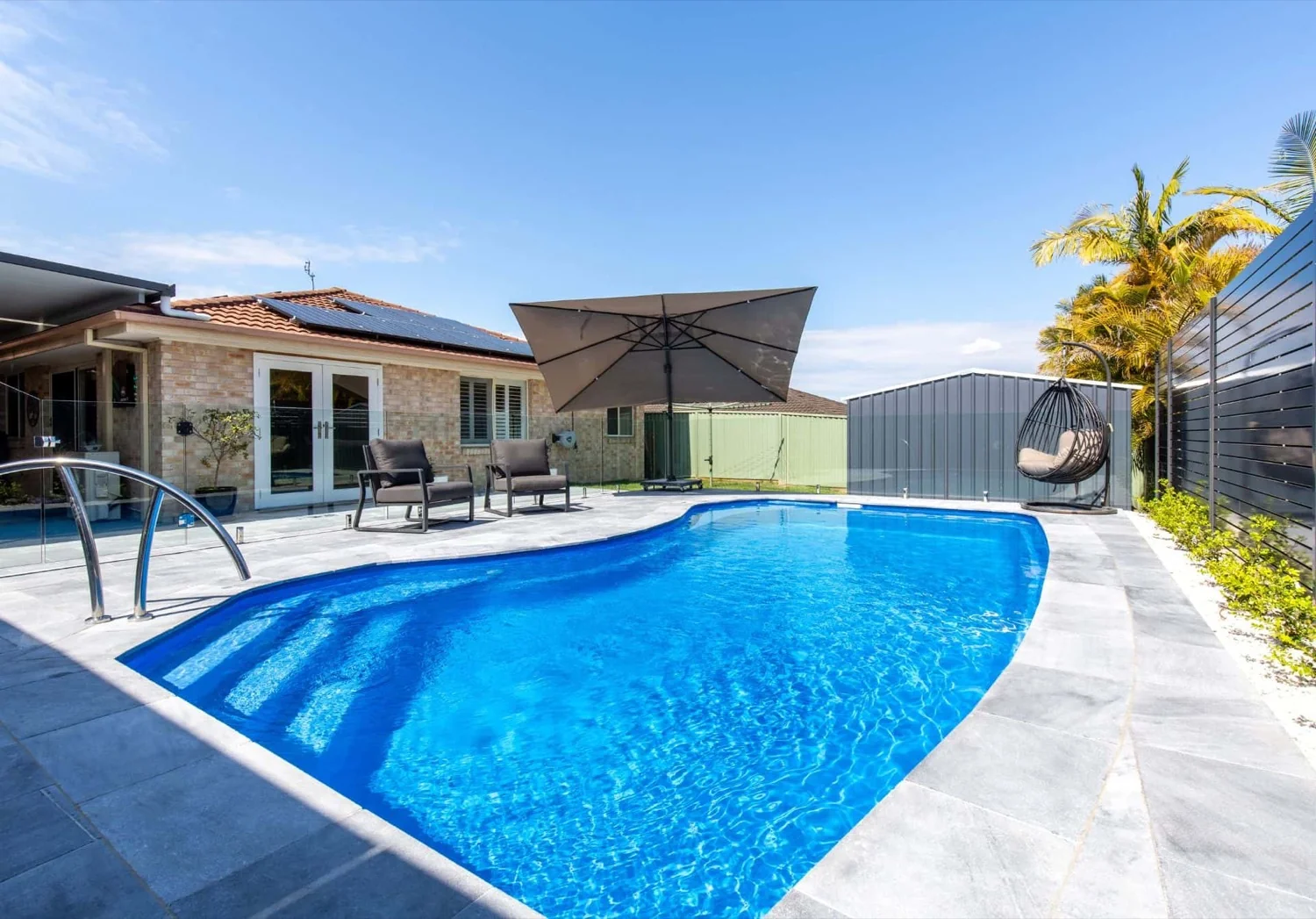 A Belmont fibreglass pool in Crystal Sapphire