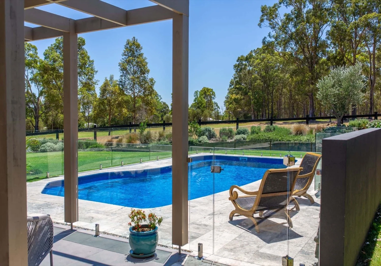 A Belmont fibreglass pool in Ocean Blue