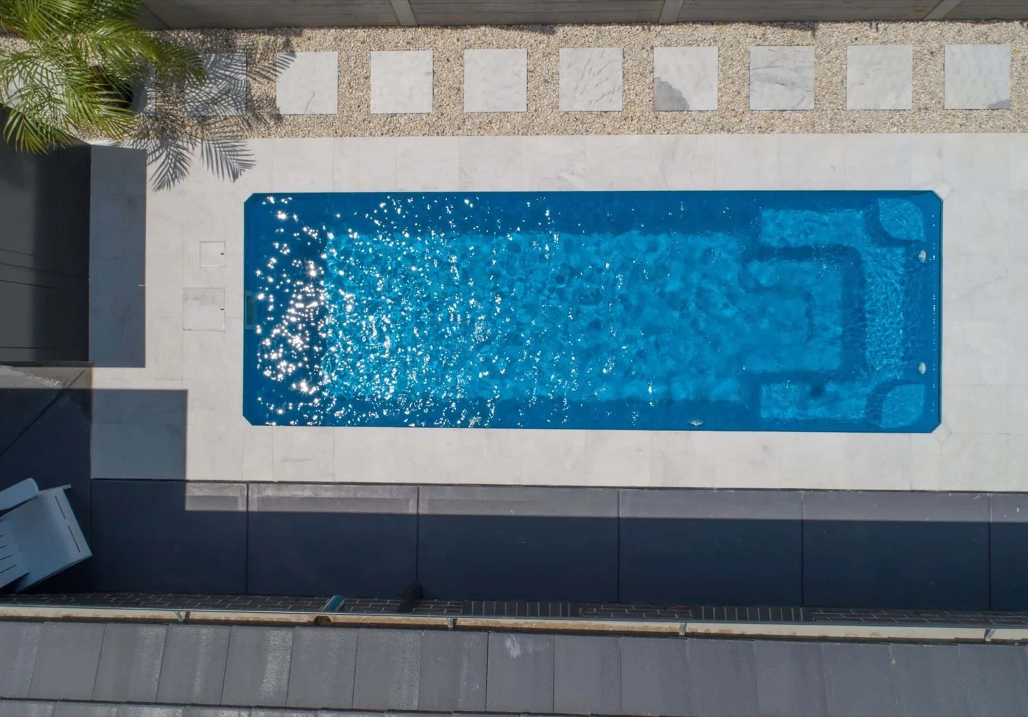 A Cleo fibreglass pool in Blue Spice