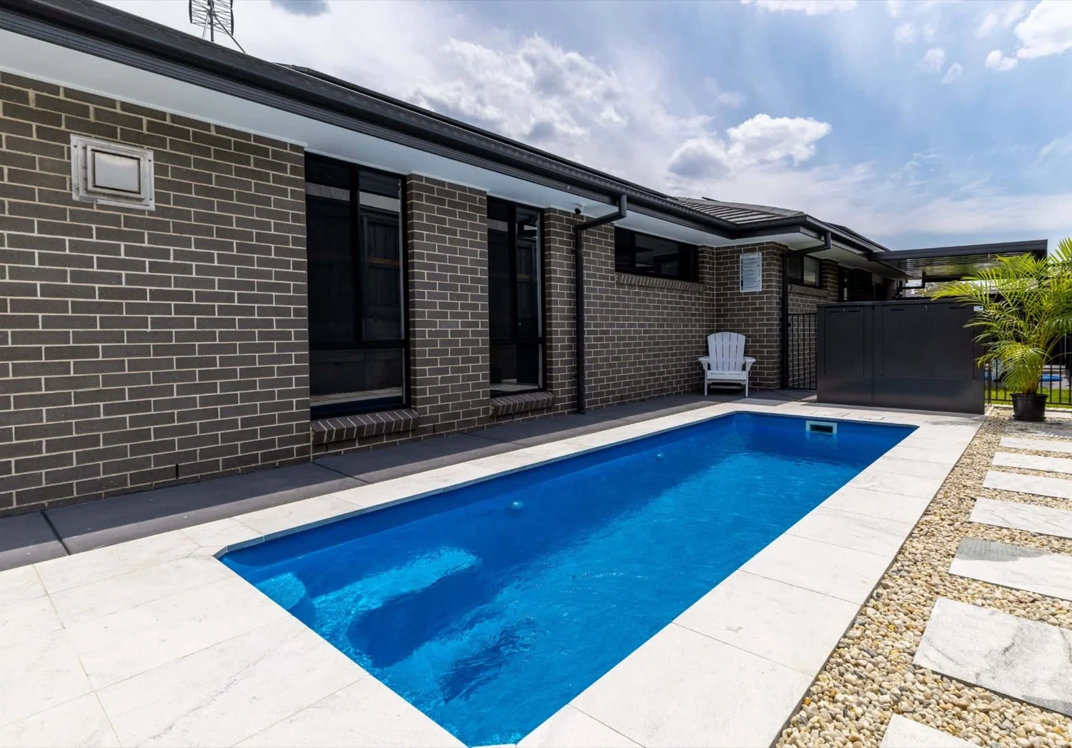 A Cleo fibreglass pool in Blue Spice