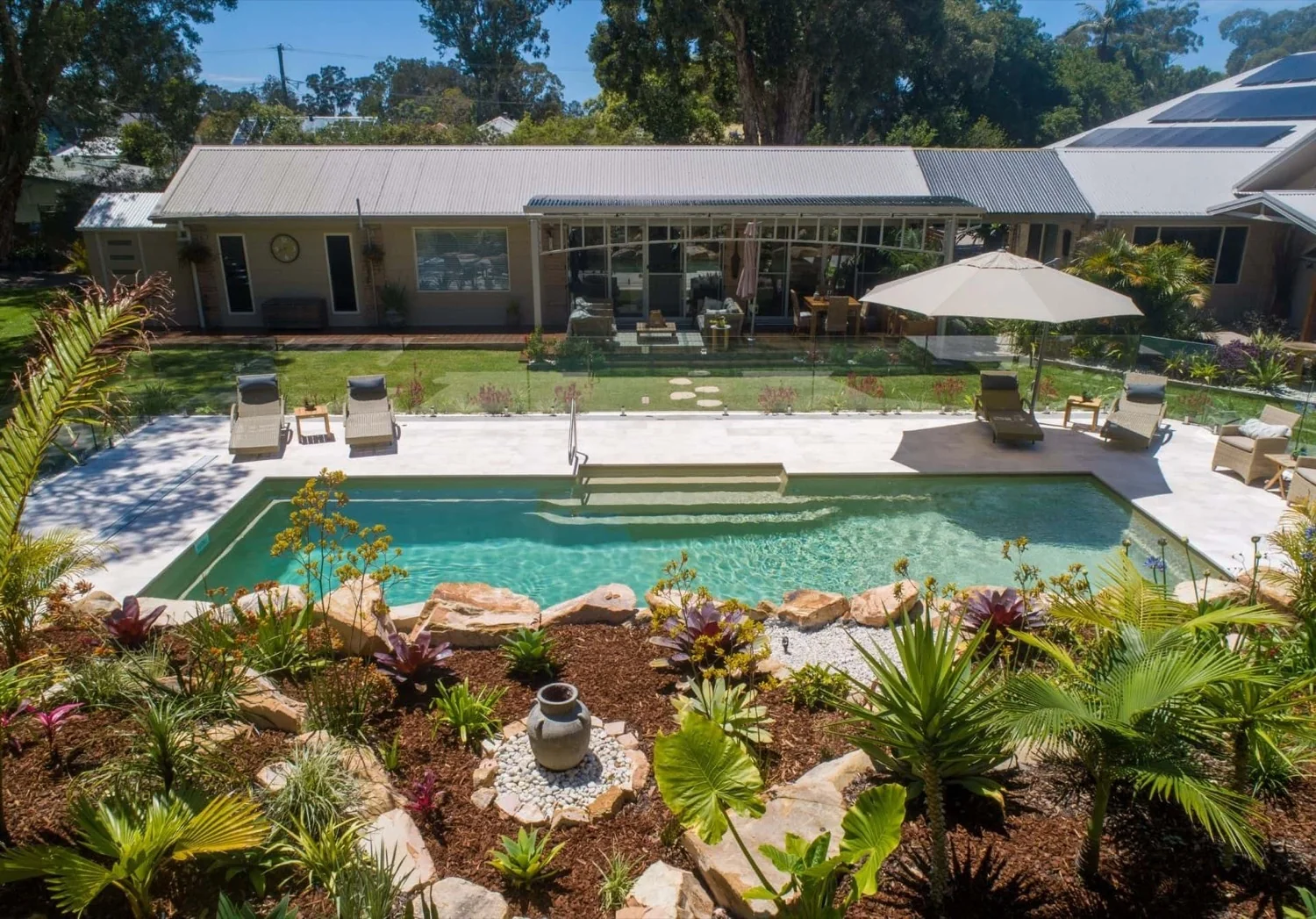 A Cosmo fibreglass pool in Beach Sand