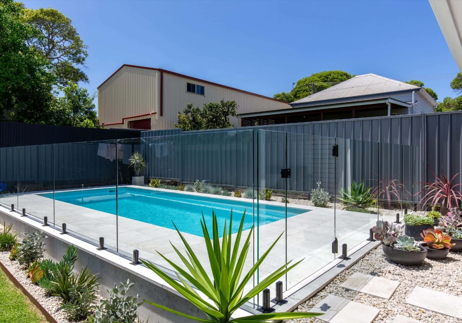 A Nova fibreglass pool in Arctic White