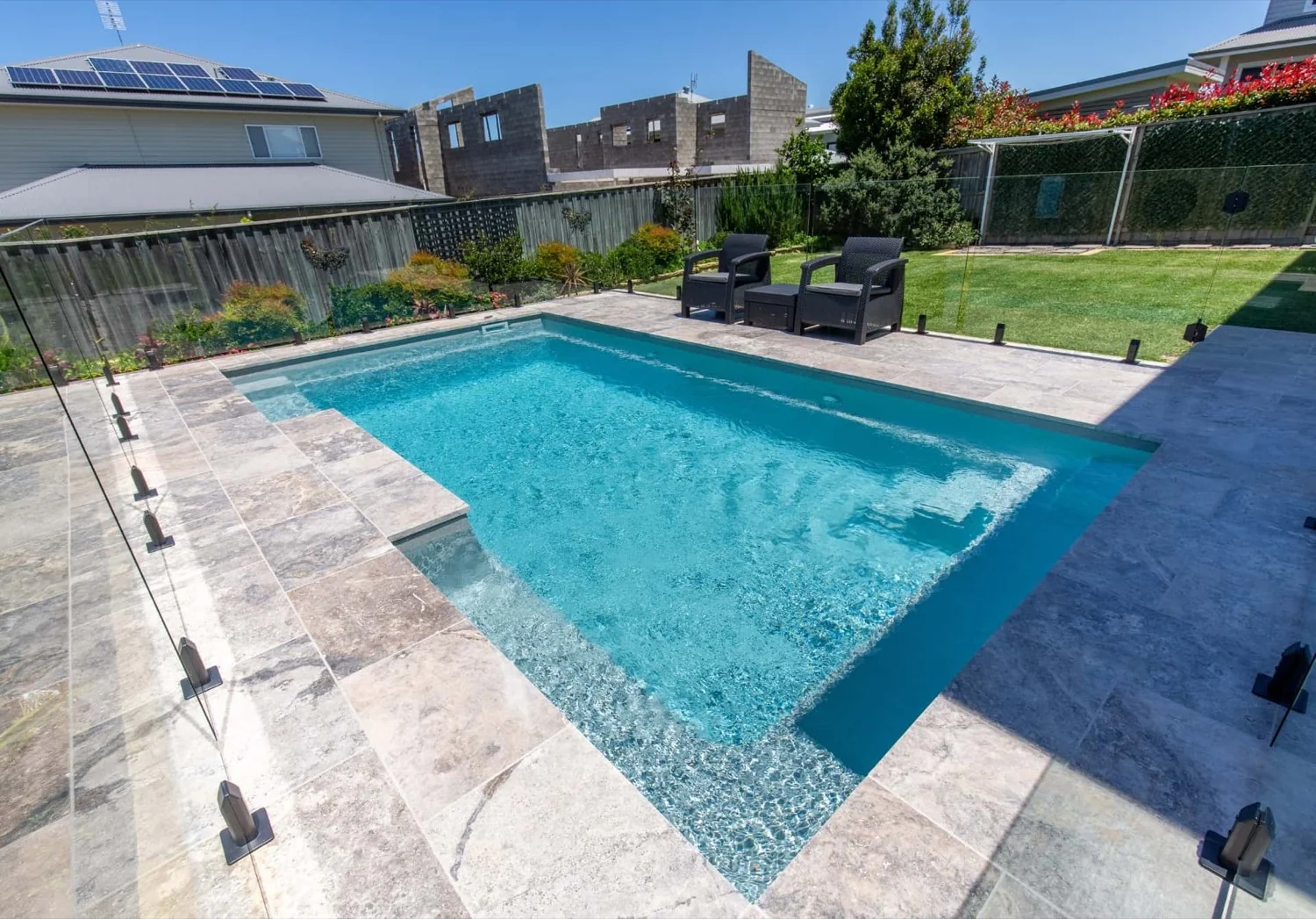 A Resort fibreglass pool in Quartz Grey