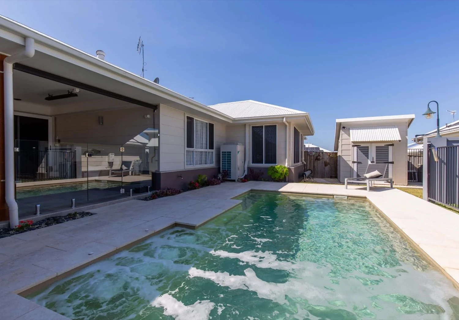 A Resort fibreglass pool in Beach Sand